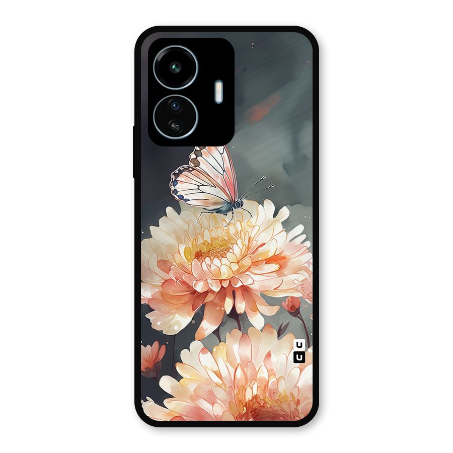 Digital Art Butterfly Flower Metal Back Case for vivo iQOO Z6 Lite 5G