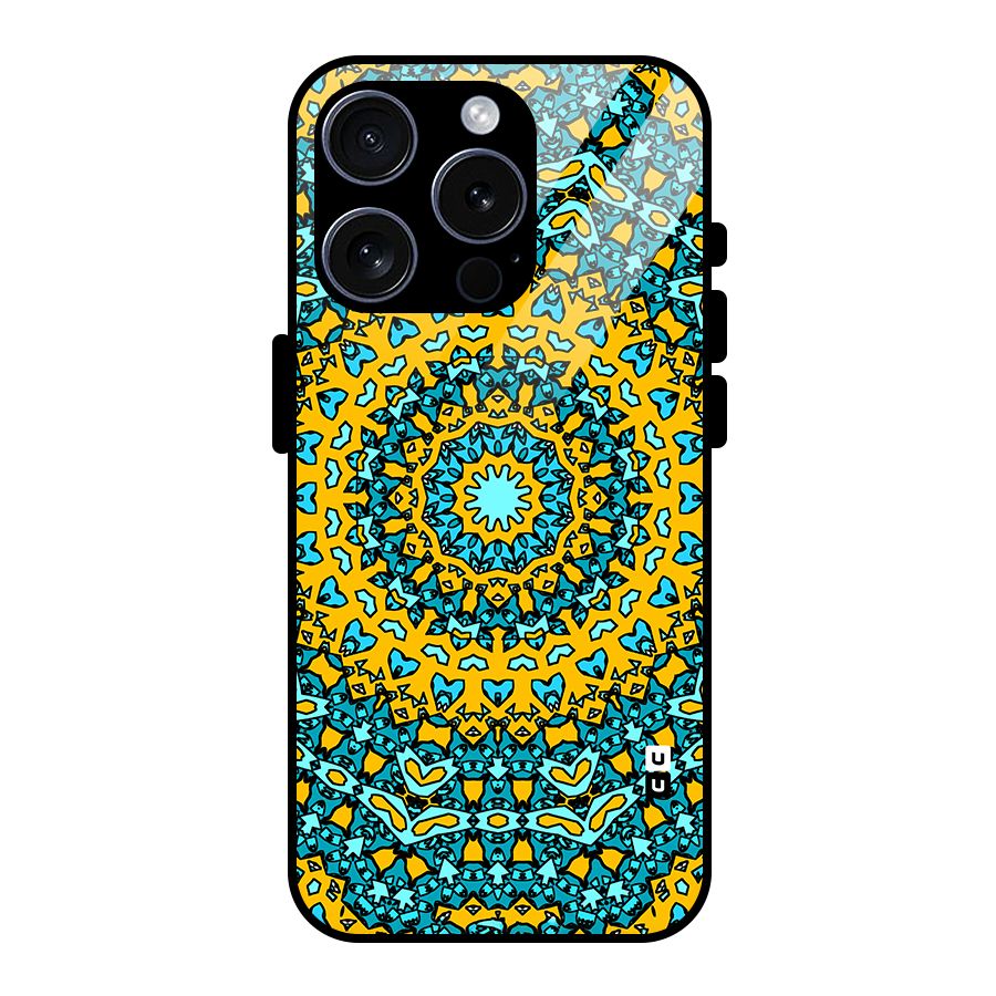 Digital Mandala Art Glass Back Case for iPhone 15 Pro
