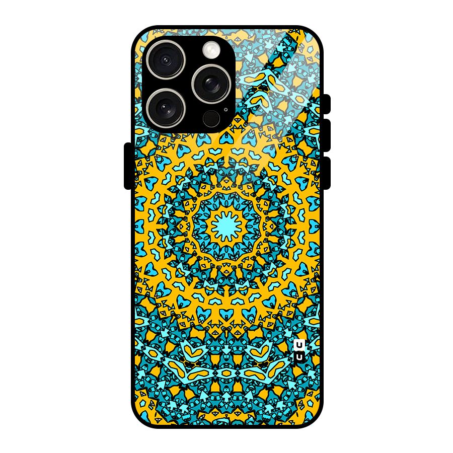 Digital Mandala Art Glass Back Case for iPhone 15 Pro Max