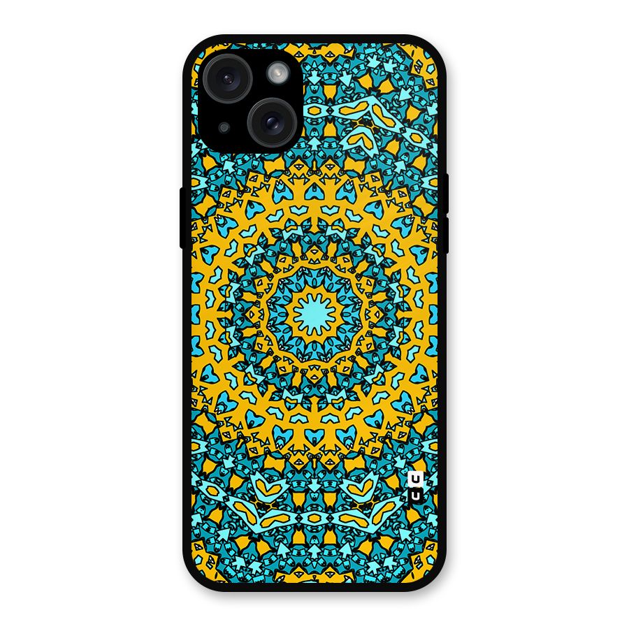 Digital Mandala Art Metal Back Case for iPhone 15 Plus