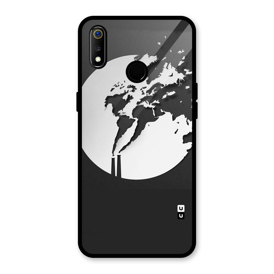 Disorted Design Black Glass Back Case for Realme 3i