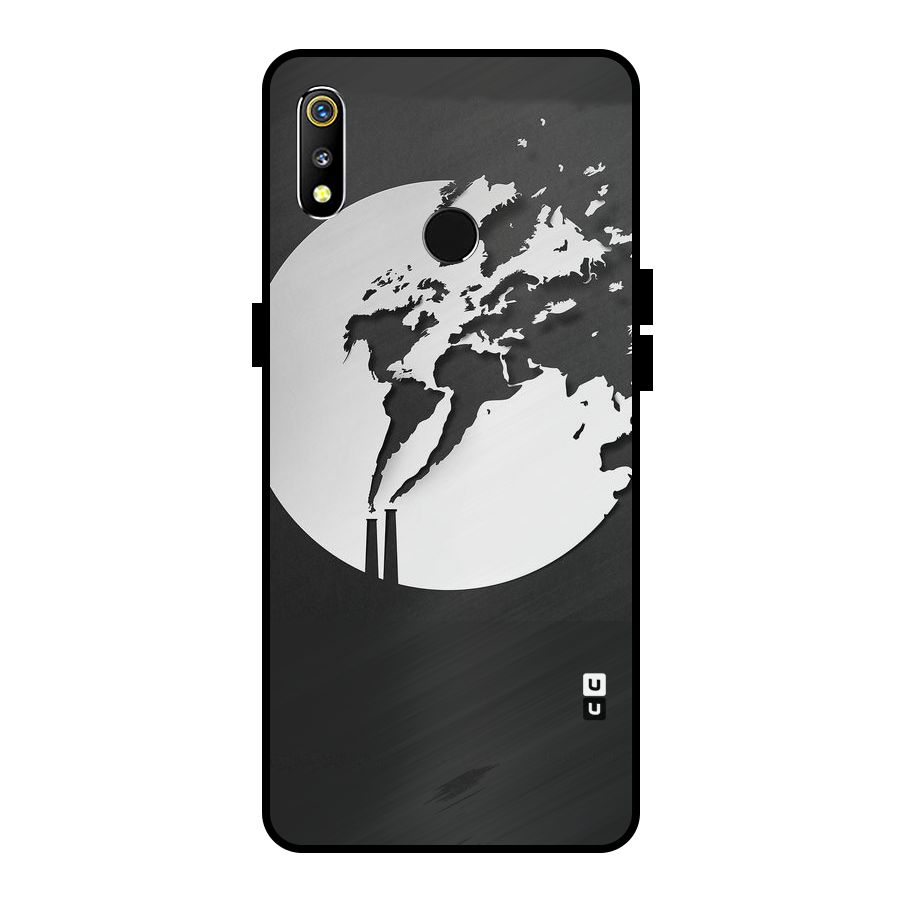 Disorted Design Black Metal Back Case for Realme 3i