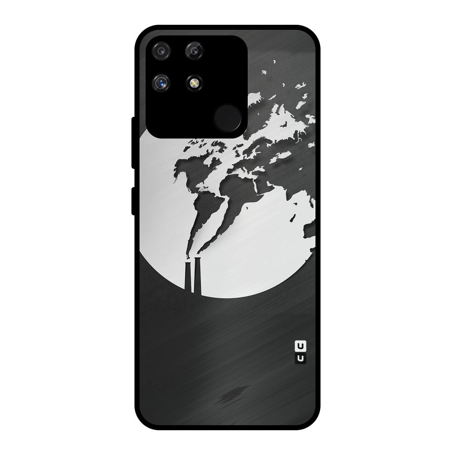 Disorted Design Black Metal Back Case for Realme Narzo 50A