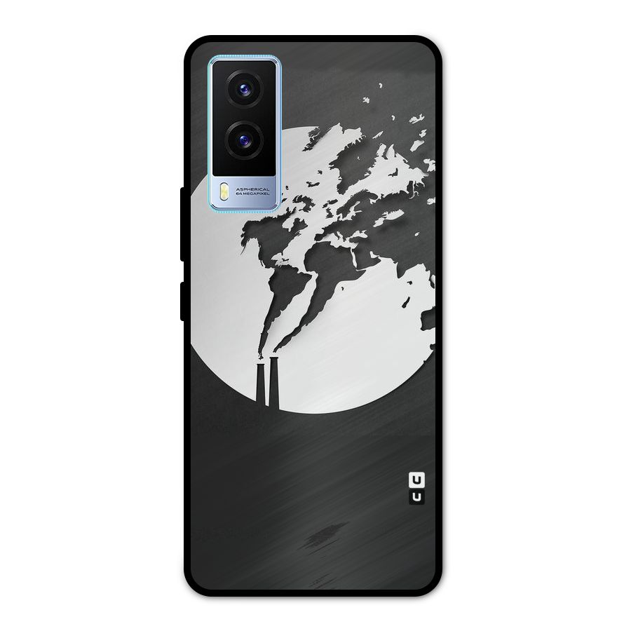 Disorted Design Black Metal Back Case for Vivo V21e 5G