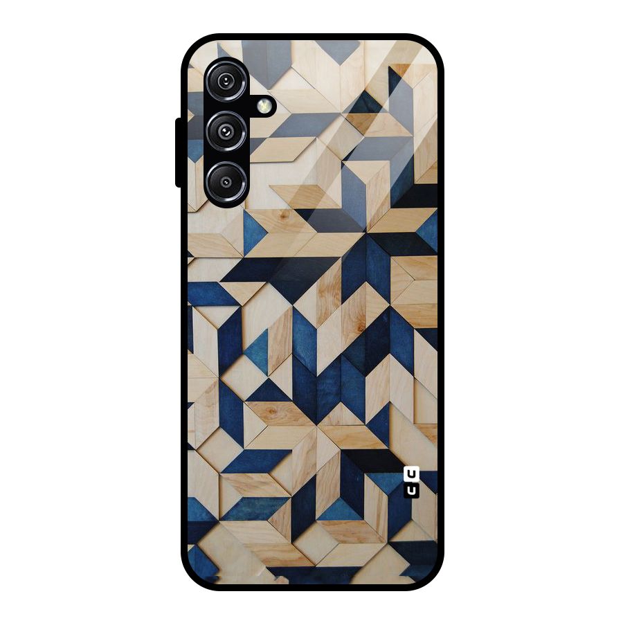 Disorted Wood Blue Glass Back Case for Galaxy M34 5G