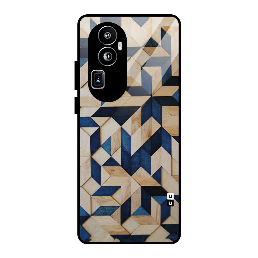 Disorted Wood Blue Glass Back Case for Oppo Reno10 Pro Plus