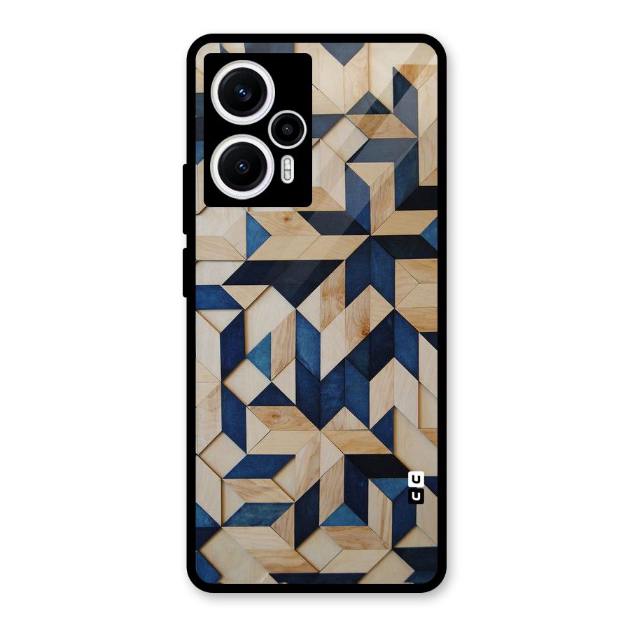 Disorted Wood Blue Glass Back Case for Poco F5