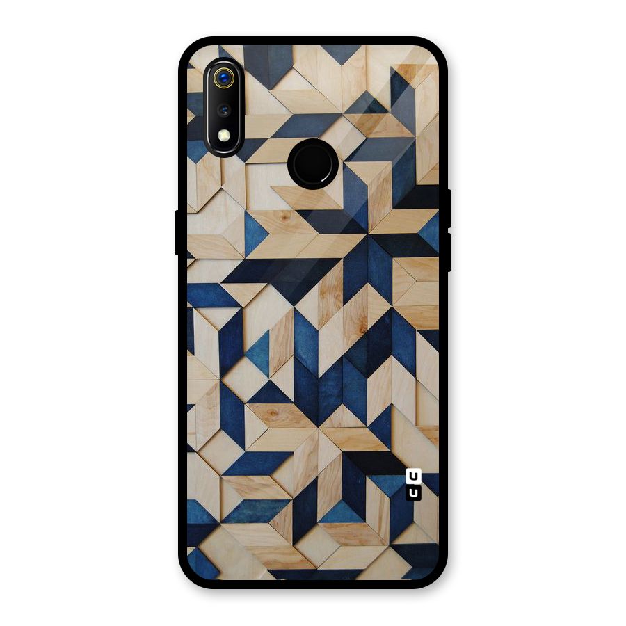 Disorted Wood Blue Glass Back Case for Realme 3