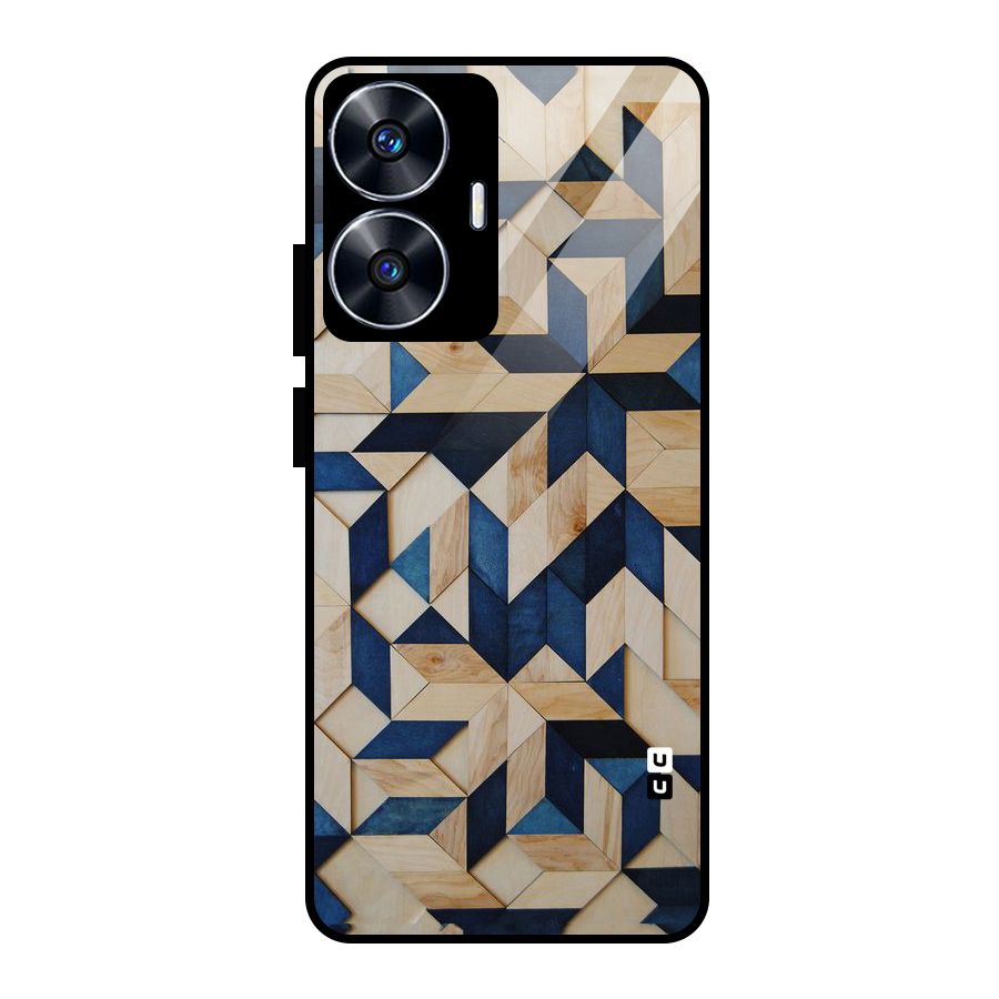 Disorted Wood Blue Glass Back Case for Realme Narzo N55