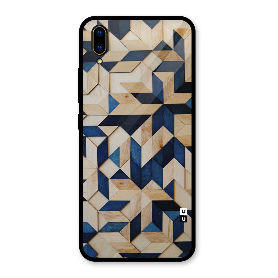 Disorted Wood Blue Glass Back Case for Vivo V11 Pro