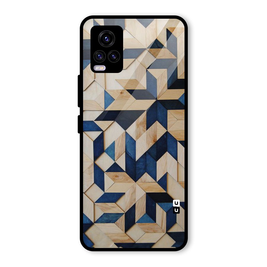 Disorted Wood Blue Glass Back Case for Vivo V20 2021