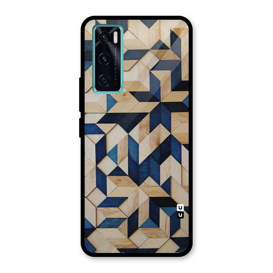 Disorted Wood Blue Glass Back Case for Vivo V20 SE