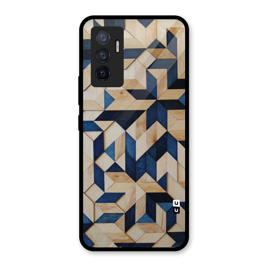 Disorted Wood Blue Glass Back Case for Vivo V23e