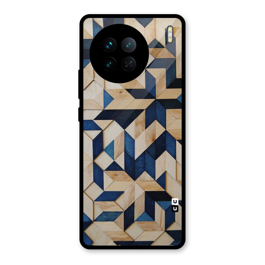 Disorted Wood Blue Glass Back Case for Vivo X90