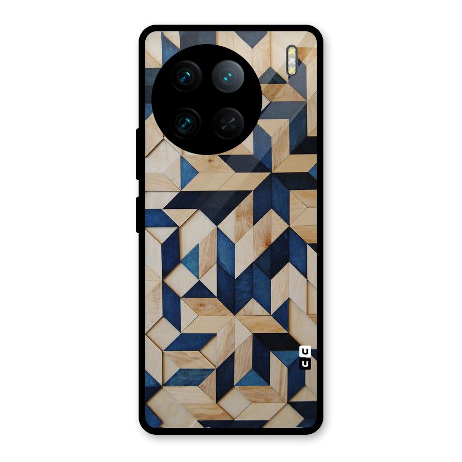 Disorted Wood Blue Glass Back Case for Vivo X90 Pro