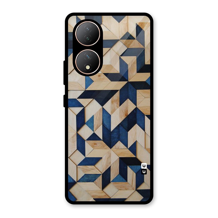 Disorted Wood Blue Glass Back Case for Vivo Y100A