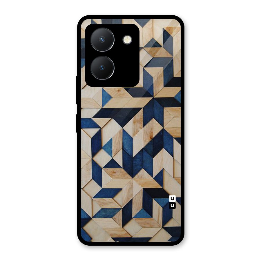 Disorted Wood Blue Glass Back Case for Vivo Y36