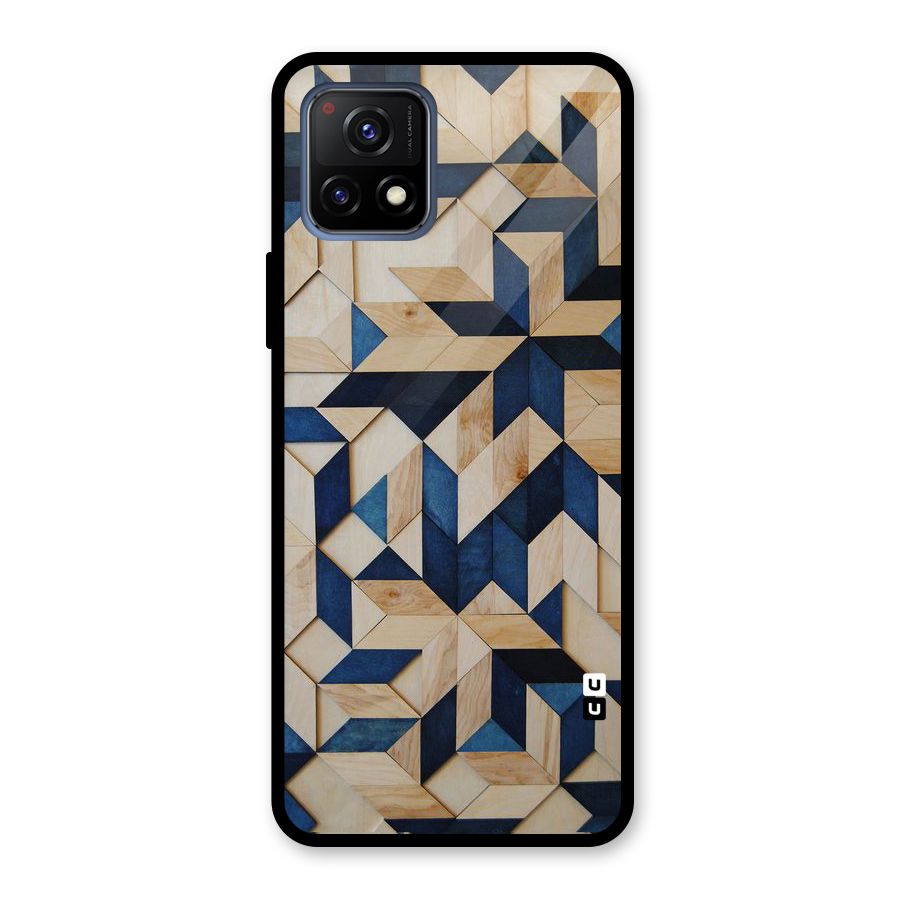 Disorted Wood Blue Glass Back Case for Vivo Y72 5G