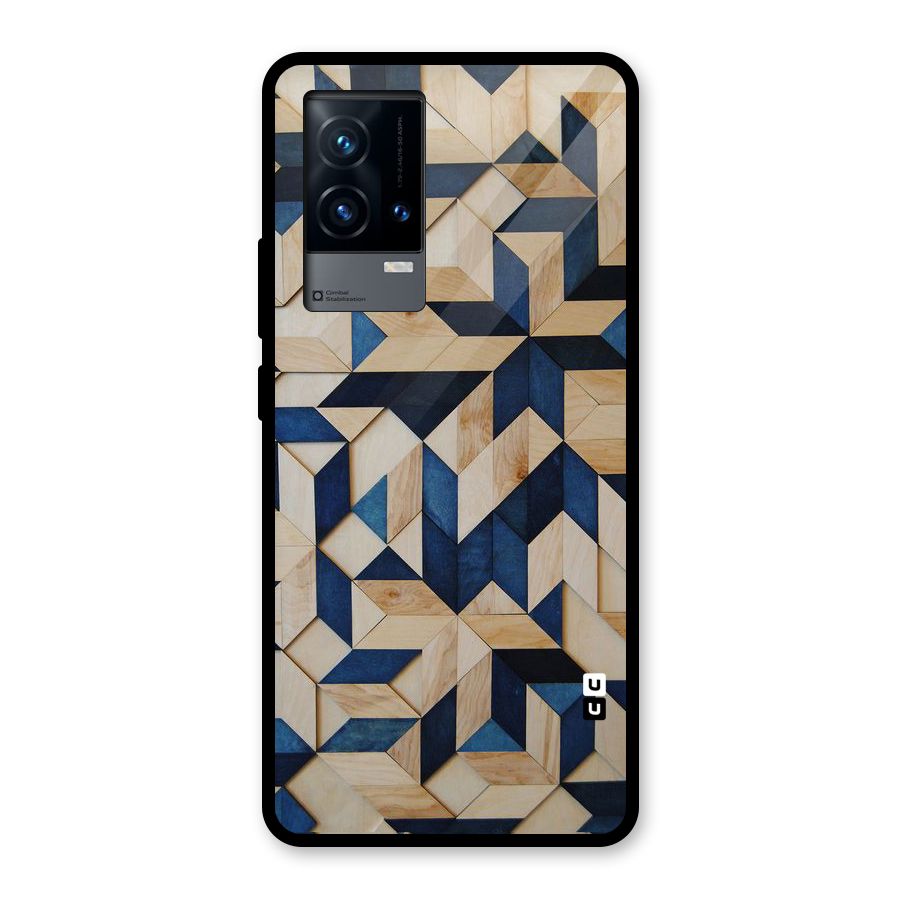 Disorted Wood Blue Glass Back Case for iQOO 9 5G