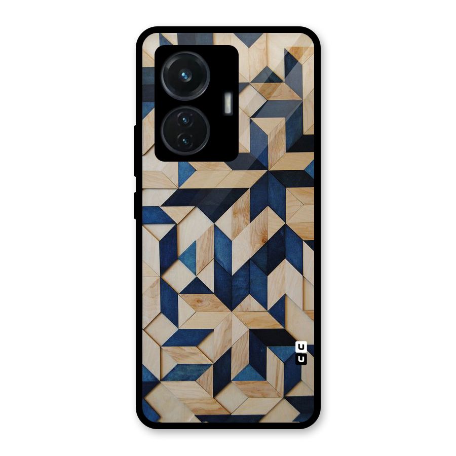 Disorted Wood Blue Glass Back Case for iQOO Z6 44W