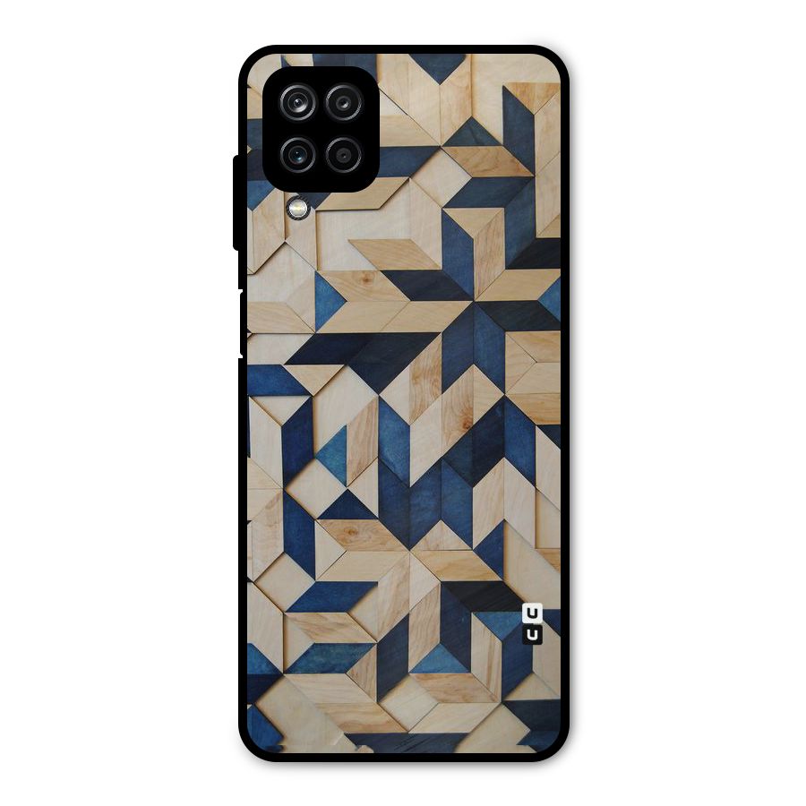 Disorted Wood Blue Metal Back Case for Galaxy A12