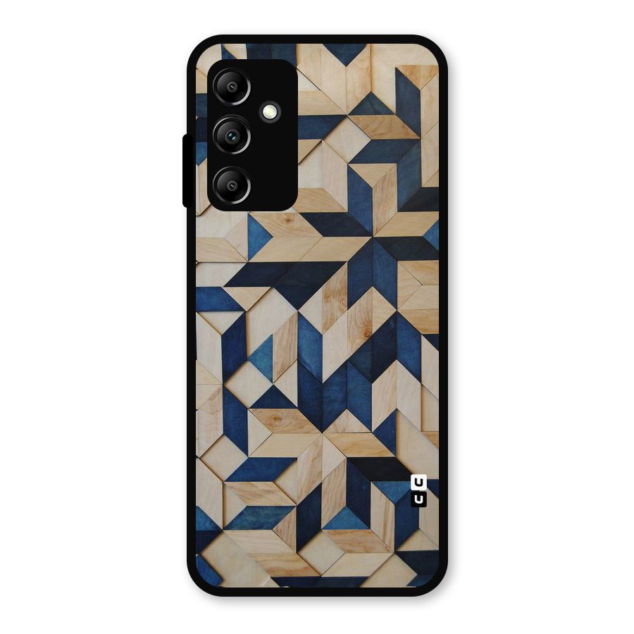 Disorted Wood Blue Metal Back Case for Galaxy A14 5G