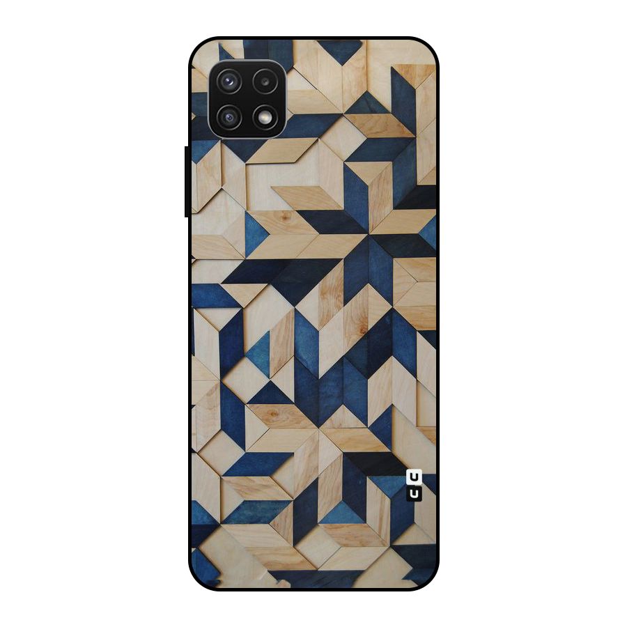 Disorted Wood Blue Metal Back Case for Galaxy A22 5G