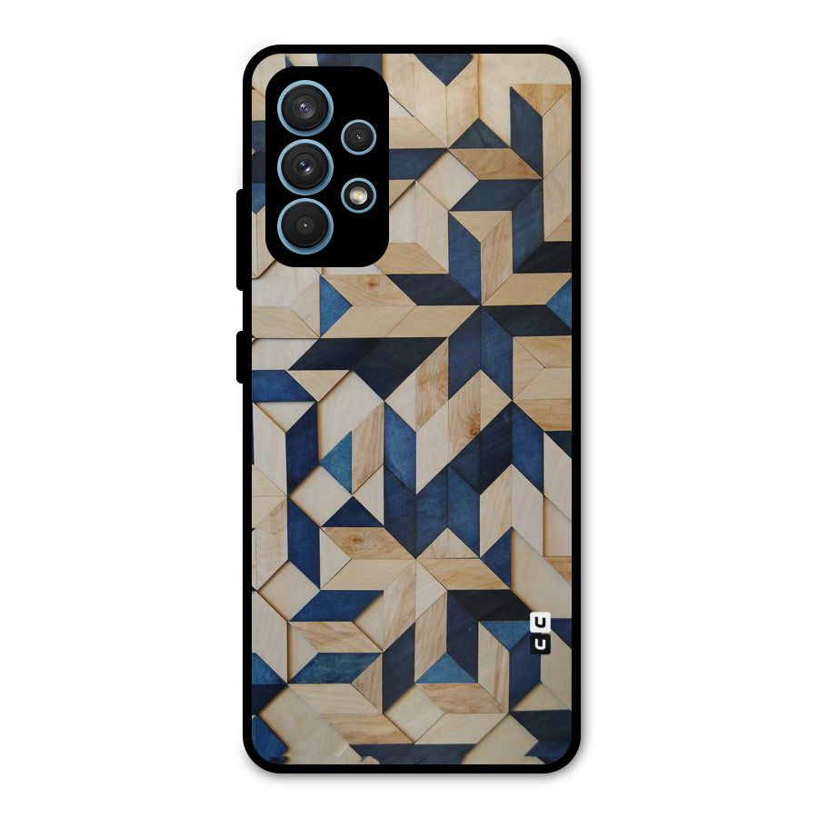 Disorted Wood Blue Metal Back Case for Galaxy A32