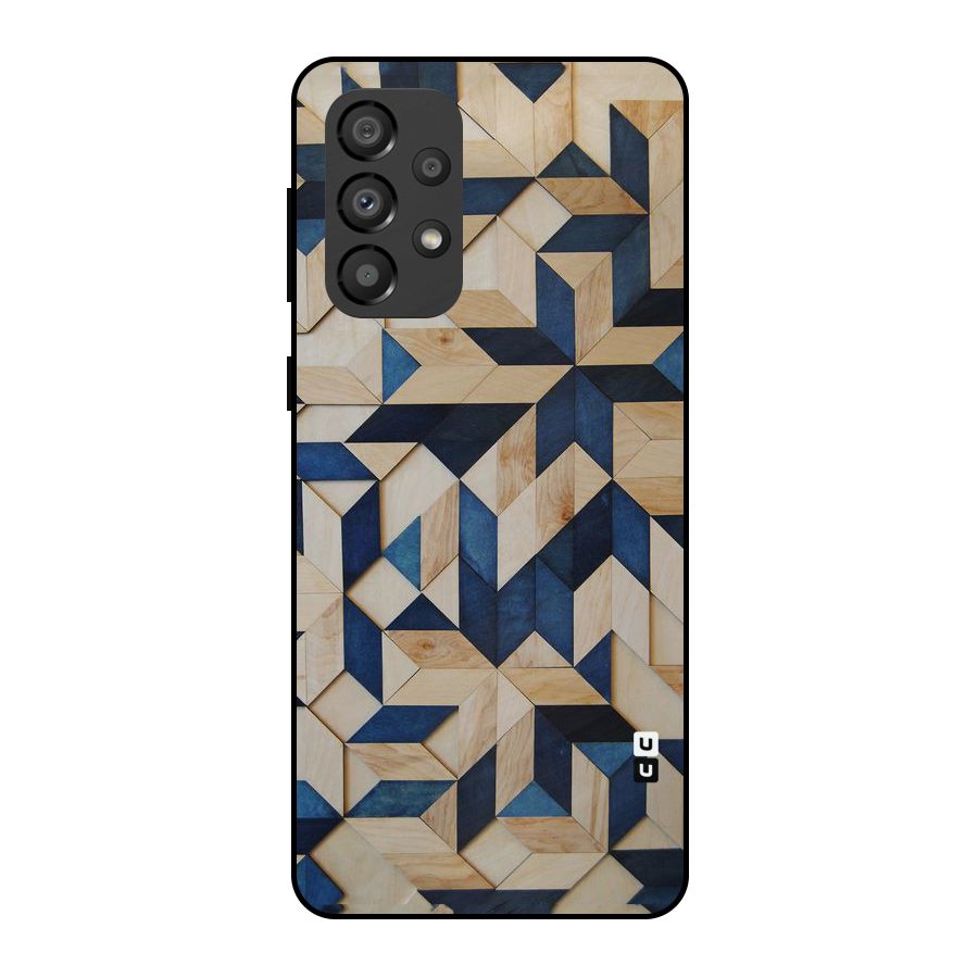 Disorted Wood Blue Metal Back Case for Galaxy A33 5G