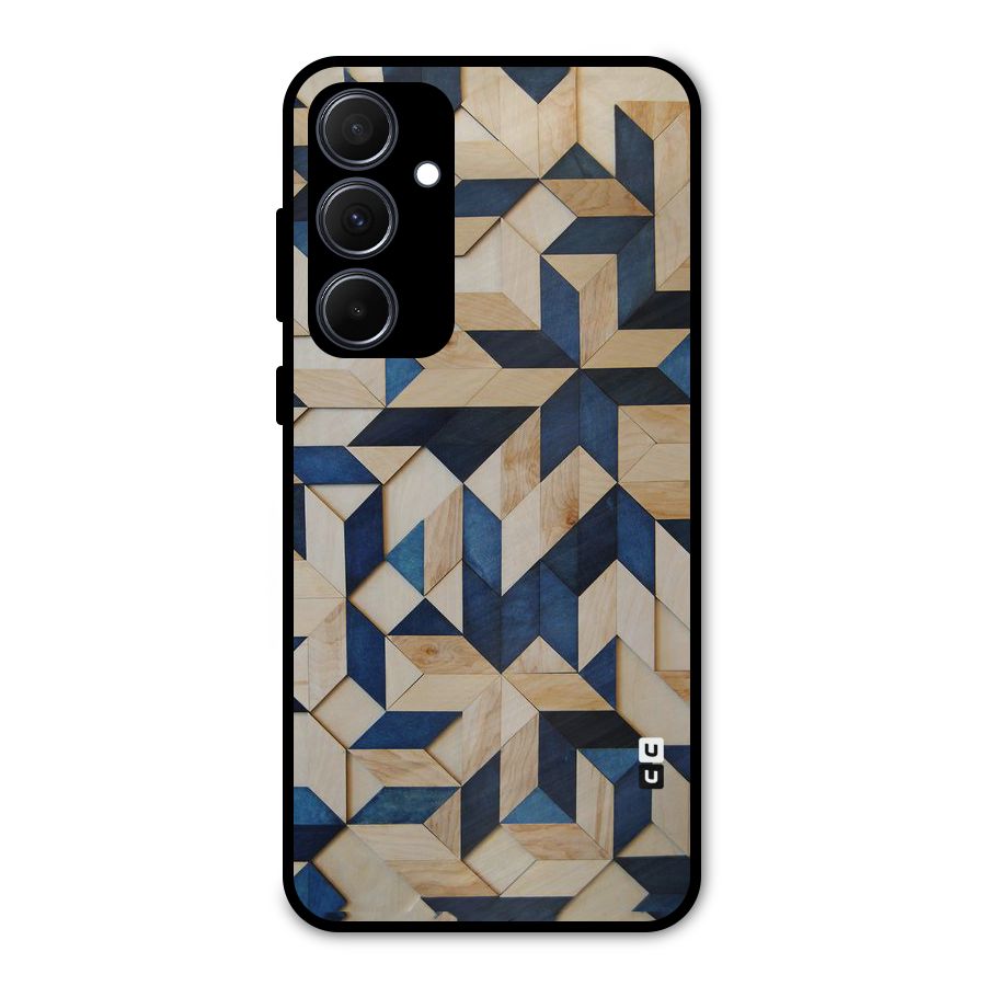 Disorted Wood Blue Metal Back Case for Galaxy A35