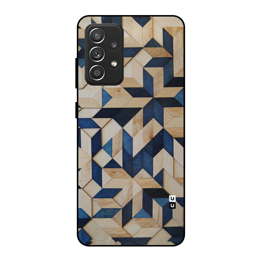 Disorted Wood Blue Metal Back Case for Galaxy A52s 5G