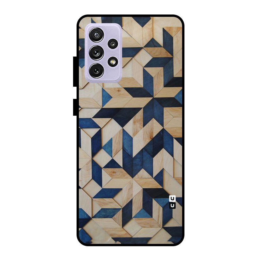 Disorted Wood Blue Metal Back Case for Galaxy A72