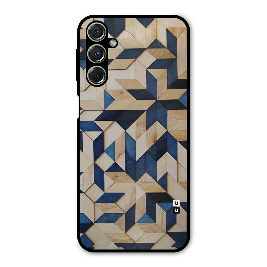 Disorted Wood Blue Metal Back Case for Galaxy F34