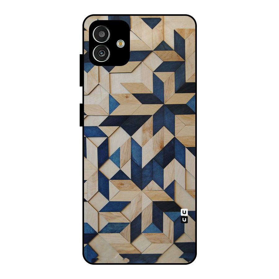 Disorted Wood Blue Metal Back Case for Galaxy M13 5G