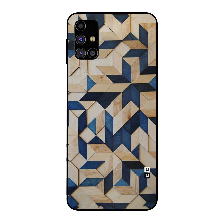 Disorted Wood Blue Metal Back Case for Galaxy M31s