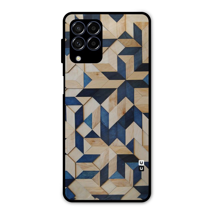 Disorted Wood Blue Metal Back Case for Galaxy M53 5G