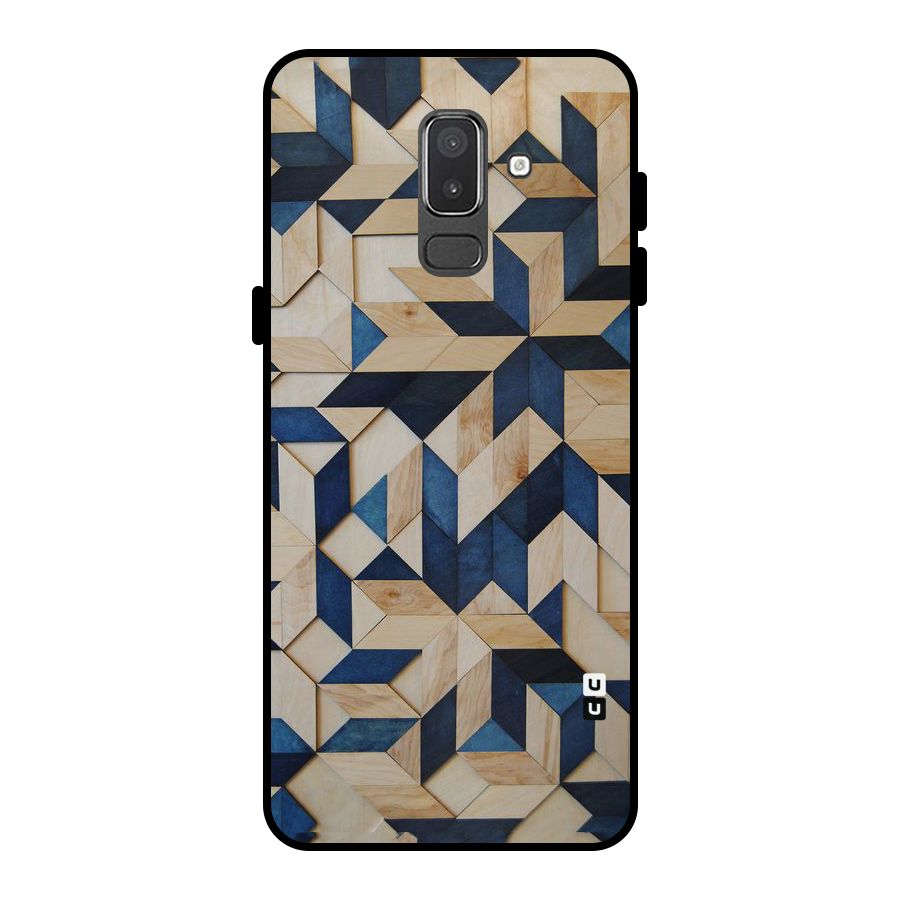 Disorted Wood Blue Metal Back Case for Galaxy On8 (2018)
