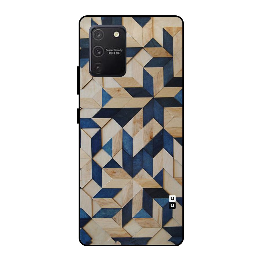 Disorted Wood Blue Metal Back Case for Galaxy S10 Lite