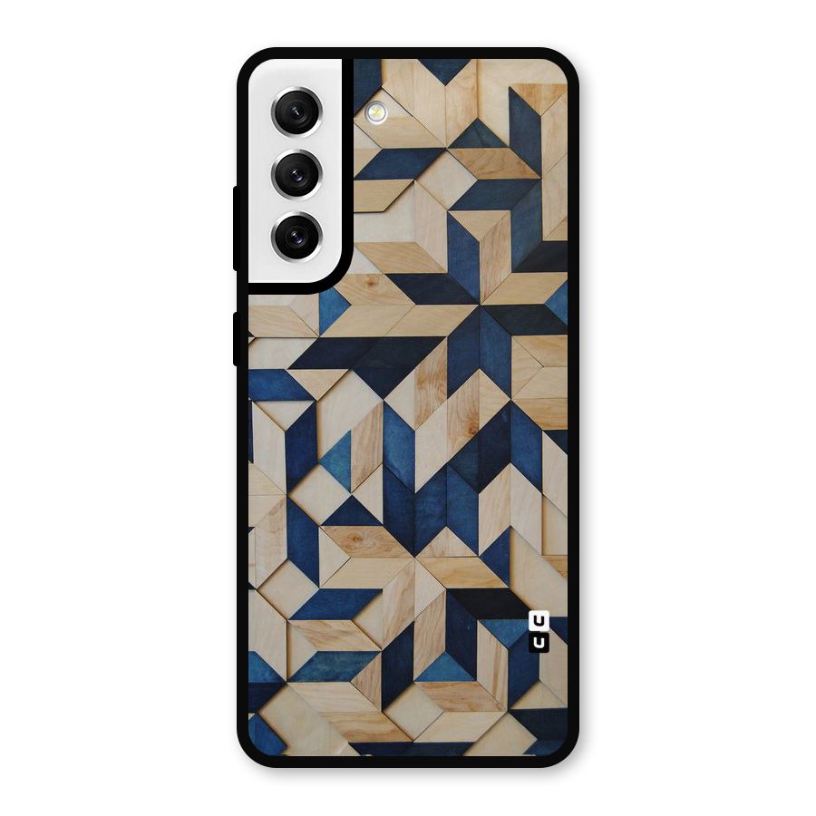 Disorted Wood Blue Metal Back Case for Galaxy S21 FE 5G