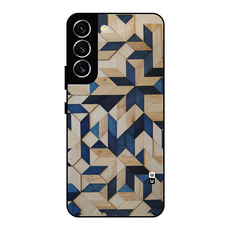 Disorted Wood Blue Metal Back Case for Galaxy S22 5G