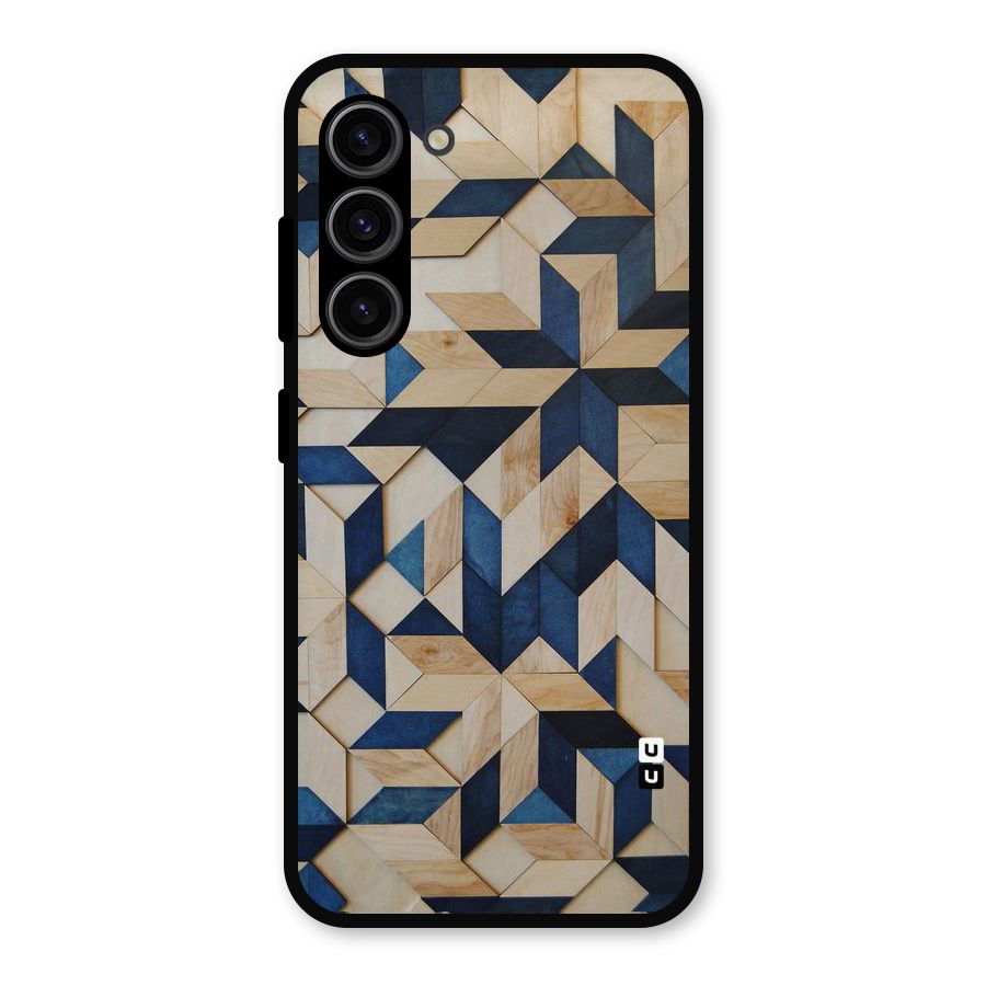 Disorted Wood Blue Metal Back Case for Galaxy S23