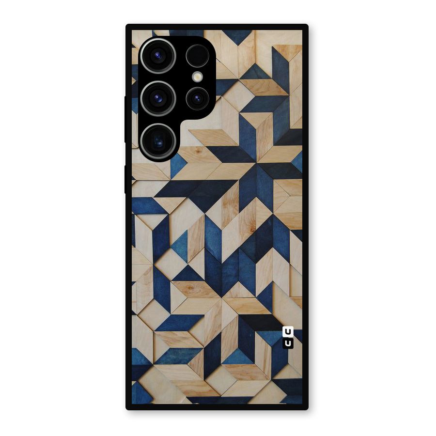 Disorted Wood Blue Metal Back Case for Galaxy S23 Ultra