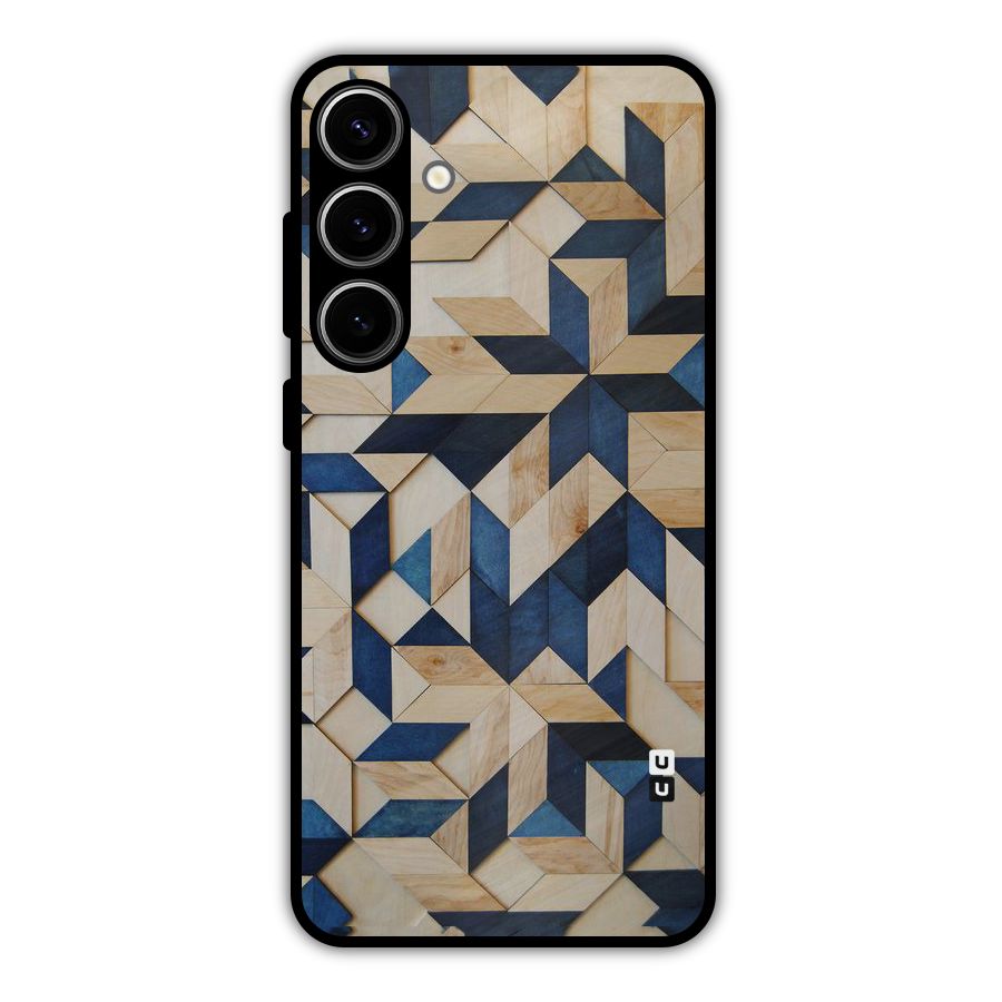Disorted Wood Blue Metal Back Case for Galaxy S24 Plus