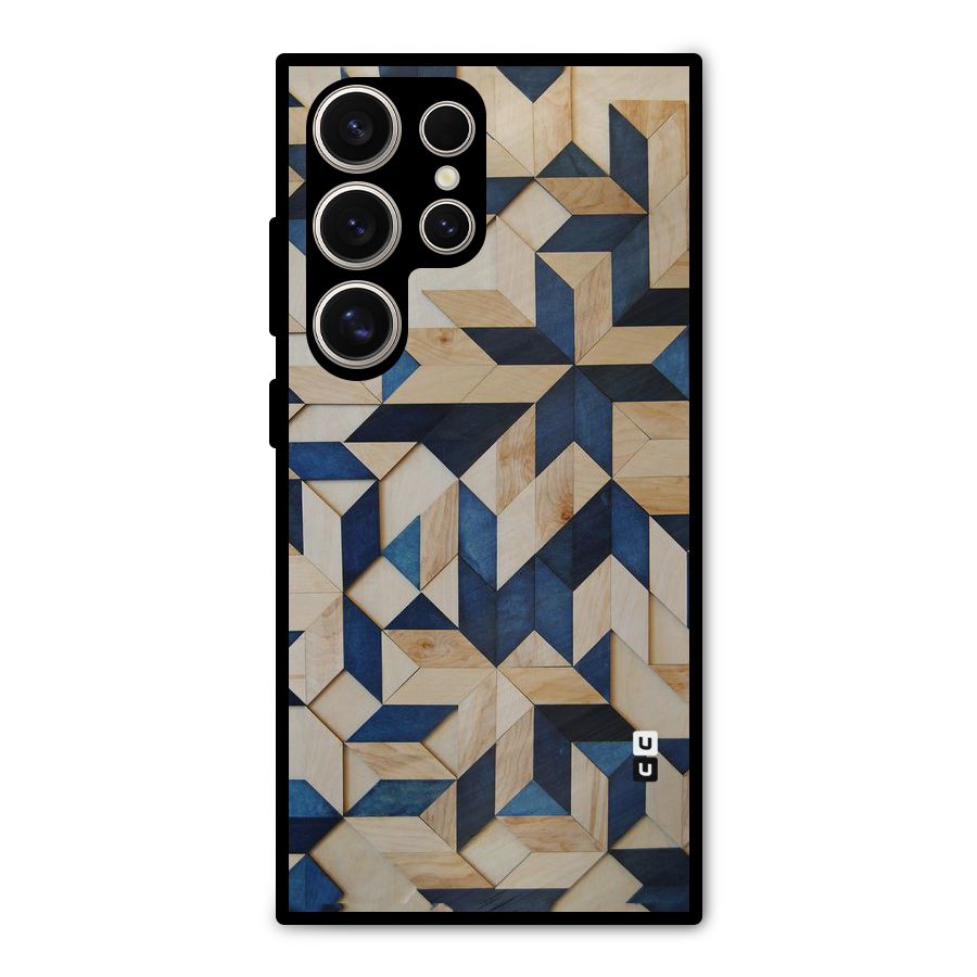 Disorted Wood Blue Metal Back Case for Galaxy S24 Ultra