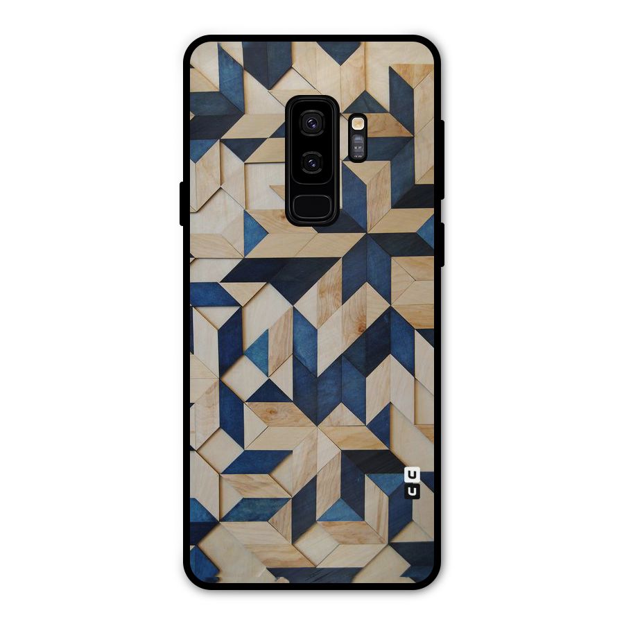 Disorted Wood Blue Metal Back Case for Galaxy S9 Plus