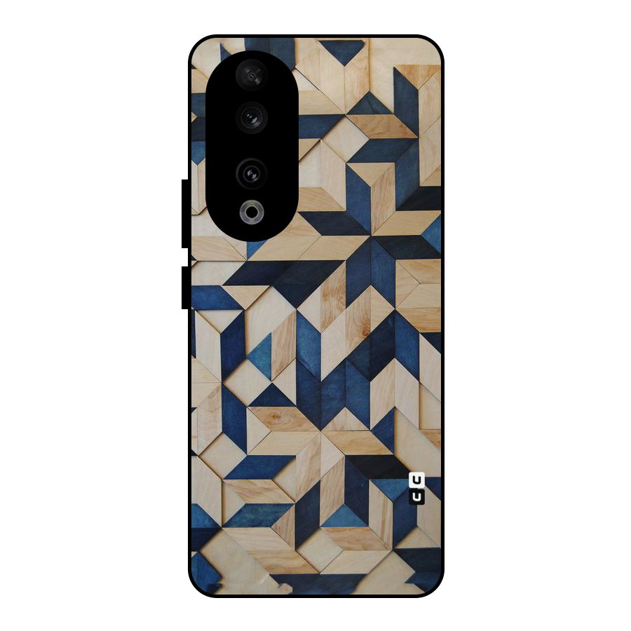 Disorted Wood Blue Metal Back Case for Honor 90