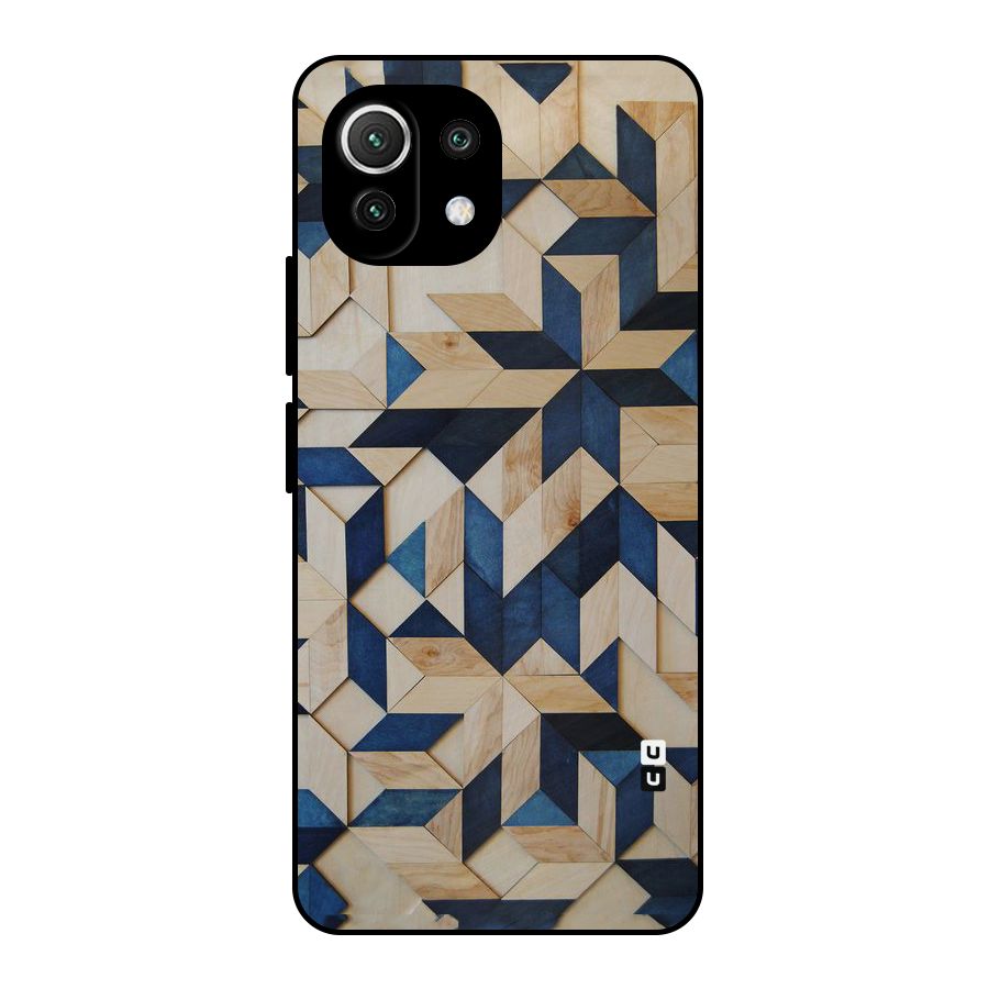 Disorted Wood Blue Metal Back Case for Mi 11 Lite NE 5G