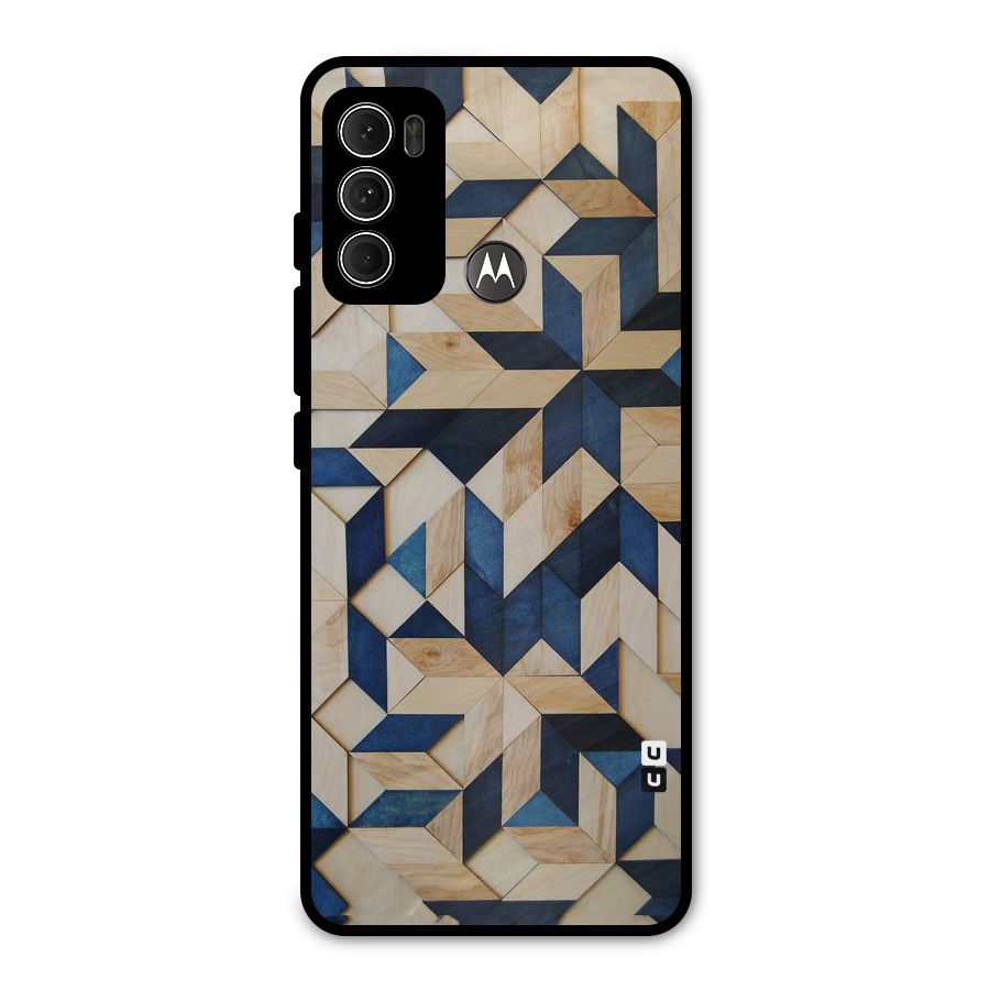 Disorted Wood Blue Metal Back Case for Moto G60