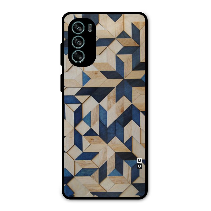 Disorted Wood Blue Metal Back Case for Moto G62