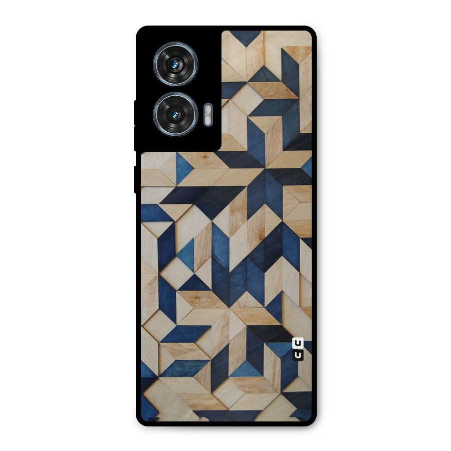Disorted Wood Blue Metal Back Case for Motorola Edge 50 Fusion